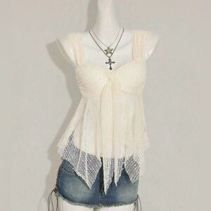 Peach Love California Cream Sleeveless Blouse